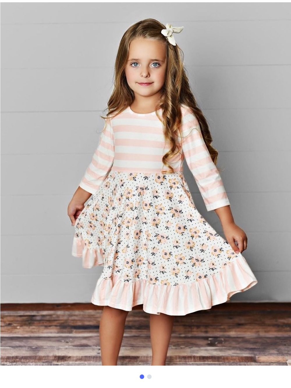 NWT Oopsie Daisy Pink Stripe Floral Twirl Dress Girls Size 12 Boutique